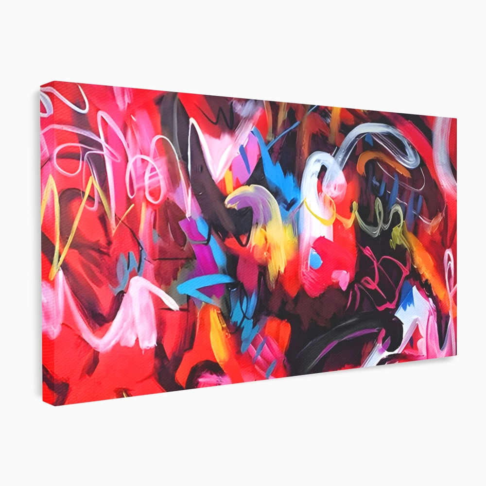 Tablou canvas cu tablou canvas cu graffiti rosu, fara rama, pe sasiu de lemn
